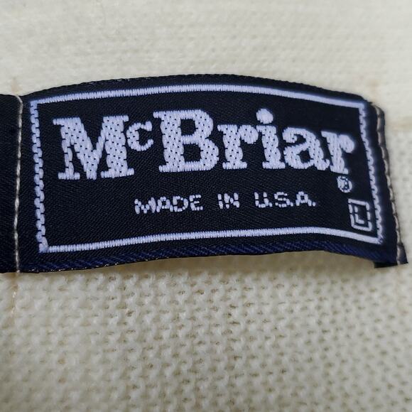 Vintage McBriar Cream V-neck Acrylic Blank Varsity Cardigan Sweater Sz Large NWT - Picture 10 of 13